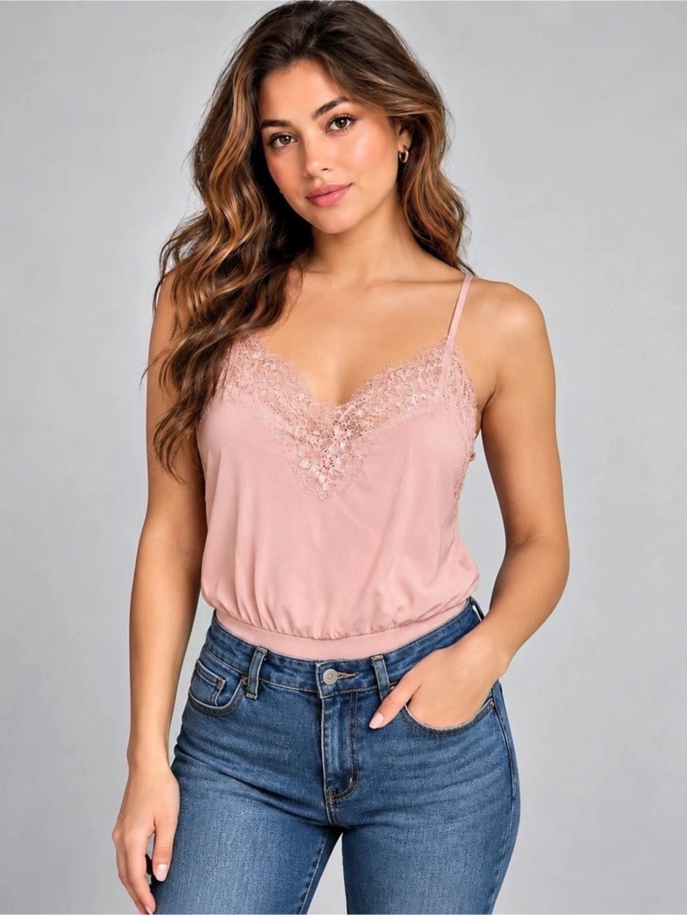 Express Lace Bodysuit in Pink Size Medium NWT